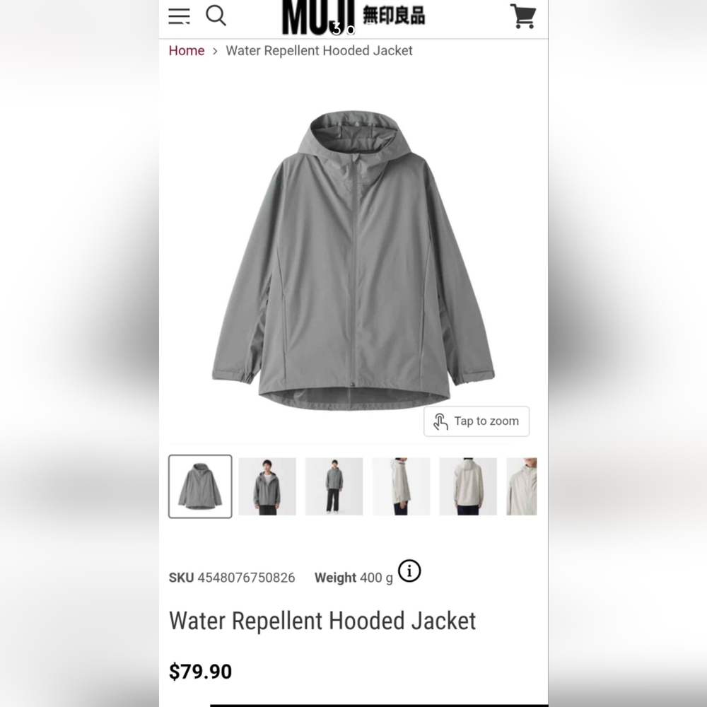 Muji Gray Hooded Jacket